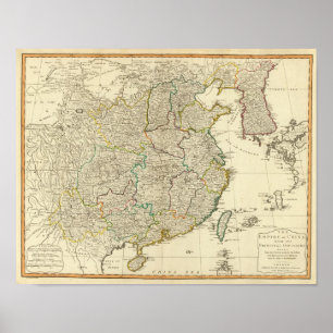 Póster Mapa del atlas de China, Corea