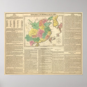 Póster Mapa del atlas de China y de Japón