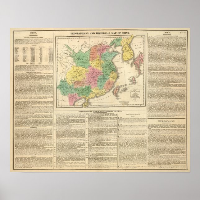 Póster Mapa del Atlas de China y Japón (Frente)