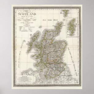 Póster Mapa del Atlas de Escocia