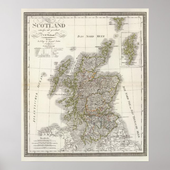 Póster Mapa del Atlas de Escocia (Frente)
