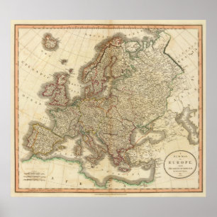 Póster Mapa del Atlas de Europa