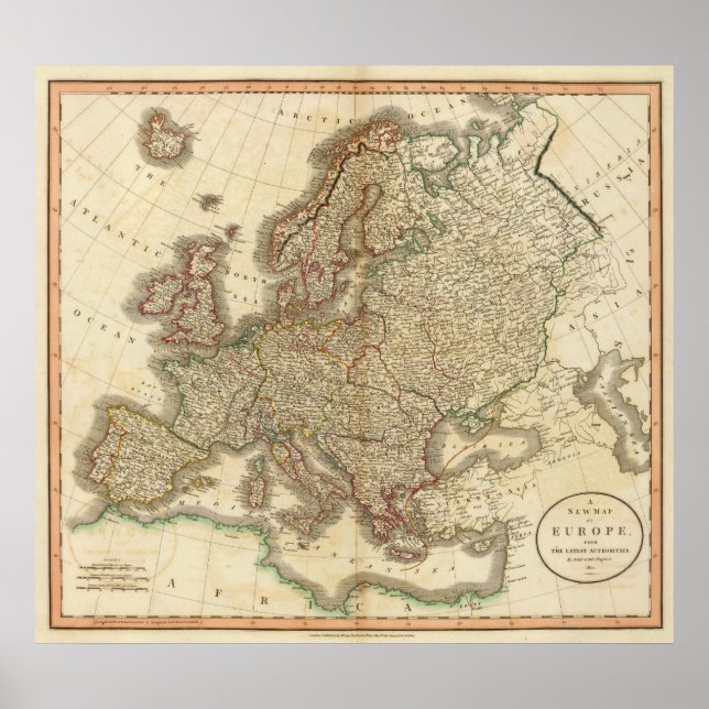 Póster Mapa del Atlas de Europa (Frente)