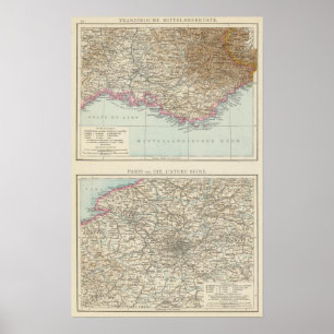 Póster Mapa del atlas de Francia