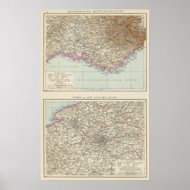 Póster Mapa del Atlas de Francia (Frente)