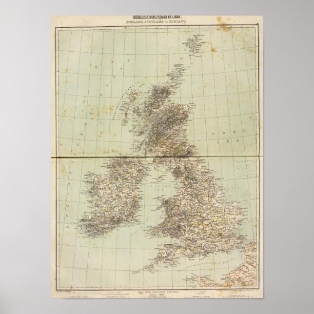 Póster Mapa del Atlas de Gran Bretaña (Frente)