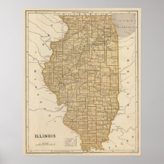 Póster Mapa del Atlas de Illinois