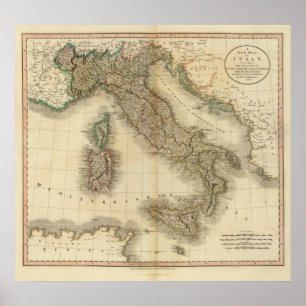 Póster Mapa del atlas de Italia