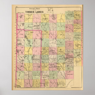 Póster Mapa del atlas de las tierras 4 de la madera