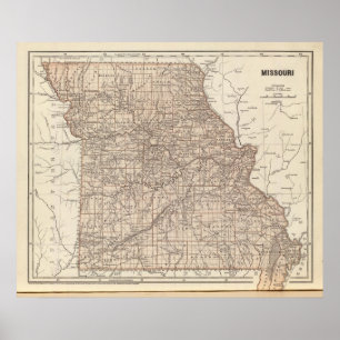 Póster Mapa del atlas de Missouri