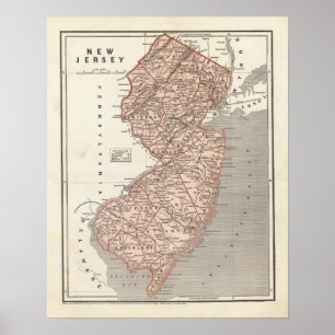 Póster Mapa del atlas de New Jersey