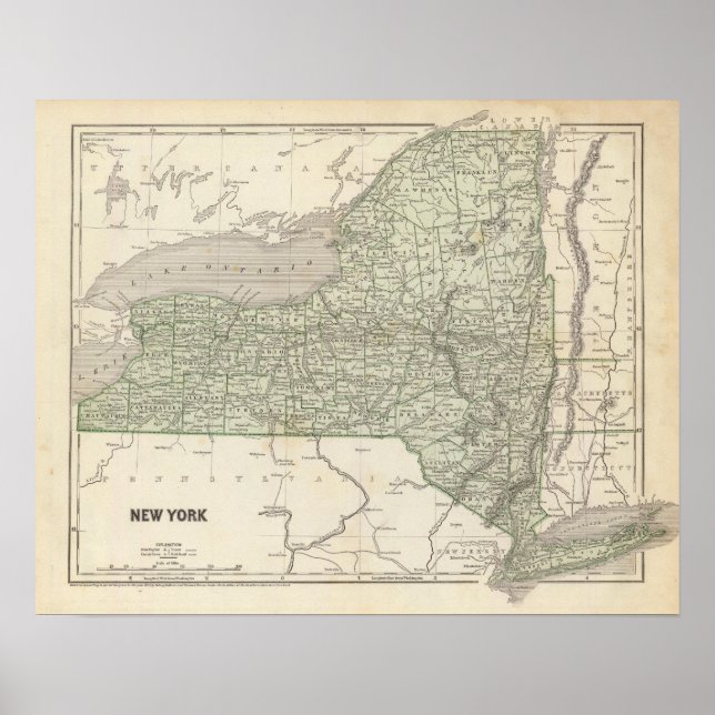 Póster Mapa del Atlas de Nueva York (Frente)