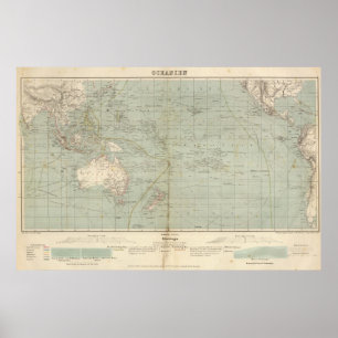 Póster Mapa del atlas de Oceanía