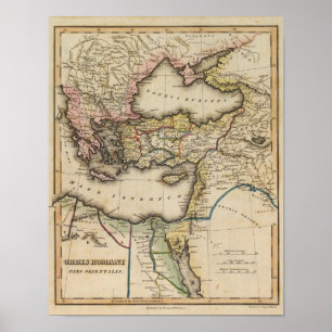Póster Mapa del atlas de Oriente Medio