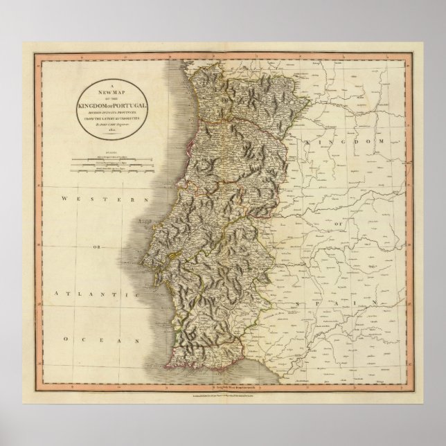 Póster Mapa del Atlas de Portugal (Frente)