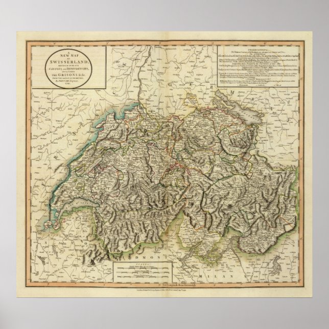Póster Mapa del Atlas de Suiza (Frente)