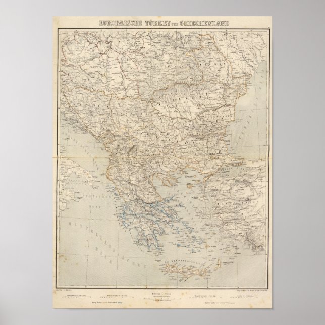 Póster Mapa del Atlas de Turquía y Grecia (Frente)