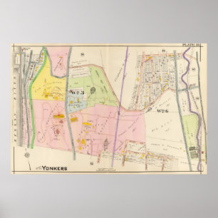 Póster Mapa del atlas de Yonkers Nueva York