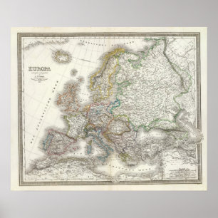 Póster Mapa del atlas del Europa