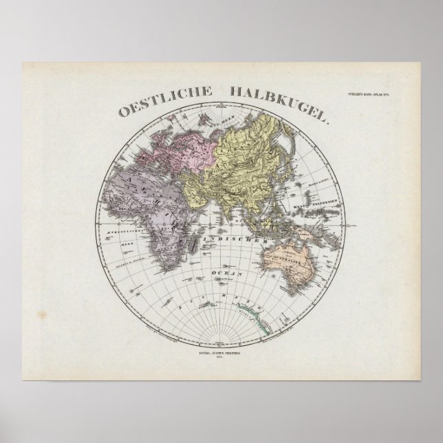 Póster Mapa del Atlas del Hemisferio Oriental (Frente)