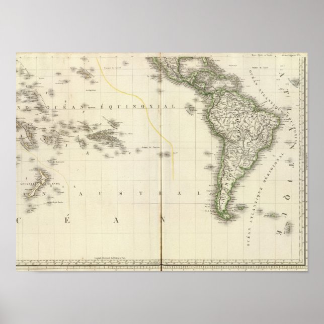 Póster Mapa del Atlas del Océano Pacífico (Frente)