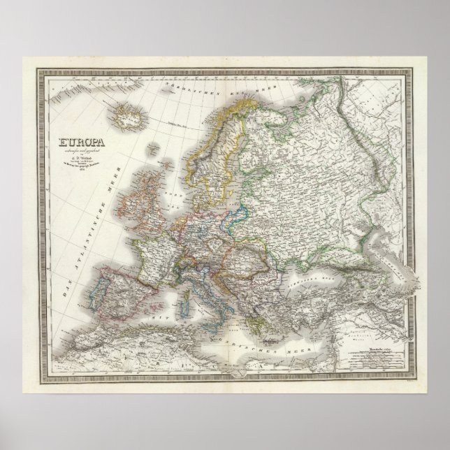 Póster Mapa del Atlas Europa (Frente)