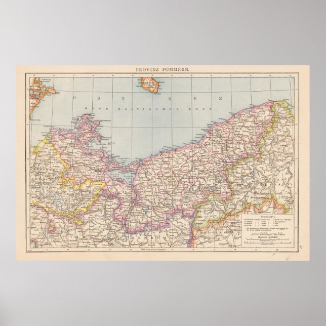 Póster Mapa del Atlas Pommern (Frente)