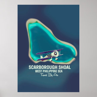 Póster Mapa del atolón de Scarborough en el Mar de Filipi