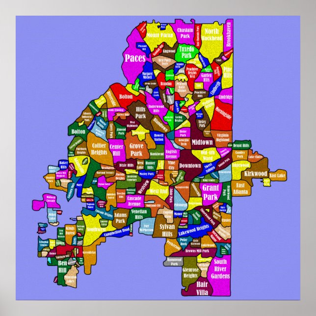 Póster Mapa del Barrio de Atlanta (Frente)