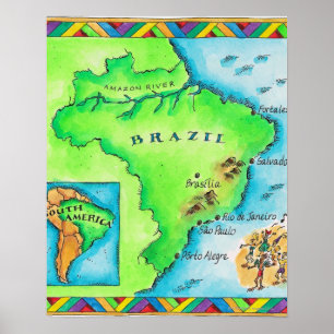 Póster Mapa del Brasil