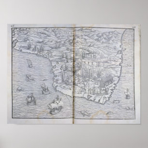 Póster Mapa del Brasil del noreste