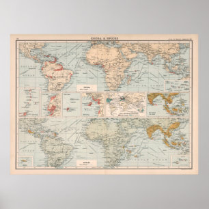 Póster Mapa del cacao y las especias del mundo antiguo (1