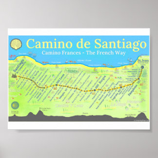 Póster Mapa del Camino de Santiago