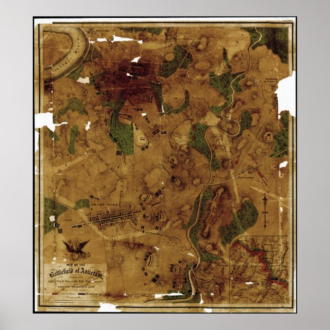 Póster Mapa del campo de batalla de Antietam 17 sep. 1862 (Frente)