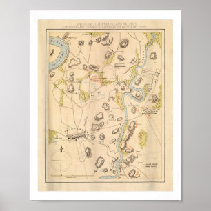 Póster Mapa del campo de batalla de antietam vintage (186