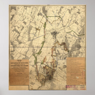 Póster Mapa del campo de batalla de Gettysburg del