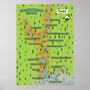 Póster Mapa del Canal de la Gran Unión