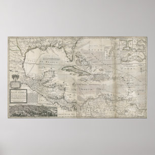 Póster Mapa del Caribe   1715