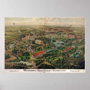 Póster Mapa del centenario del parque de Nashville (1897)