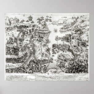 Póster Mapa del cerco de Malta en 1565