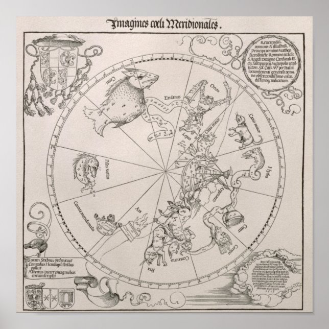 Póster Mapa del cielo meridional (Frente)