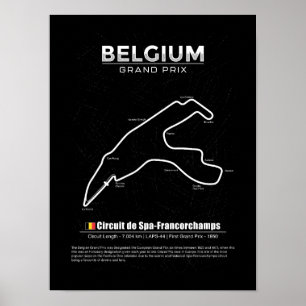 Póster mapa del circuito de Grandprix de Bélgica