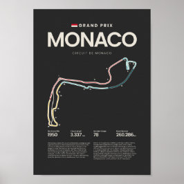 Póster Mapa del circuito del Gran Premio de Mónaco