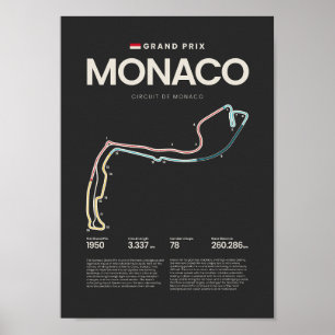 Póster Mapa del circuito del Gran Premio de Mónaco