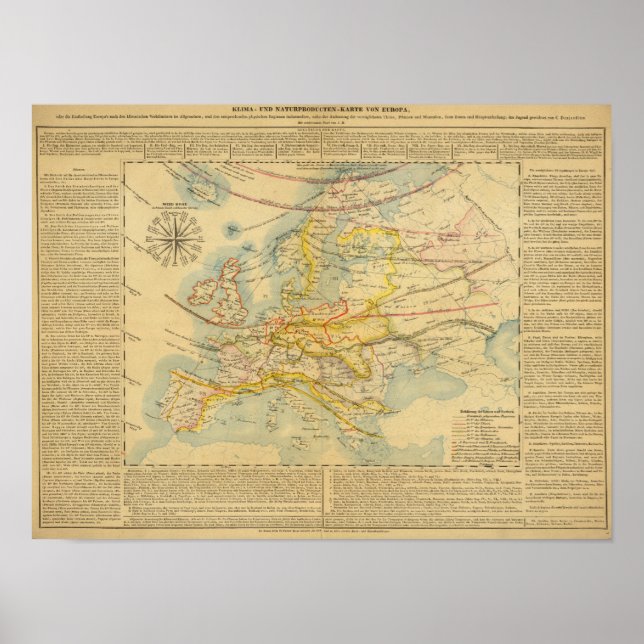 Póster Mapa del clima de Europa (Frente)