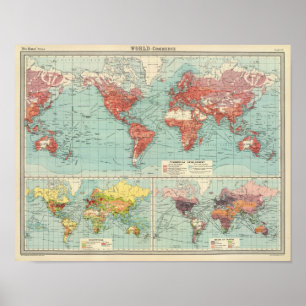 Póster Mapa del comercio del mundo