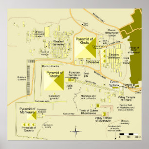 Póster Mapa del complejo piramidal de Giza