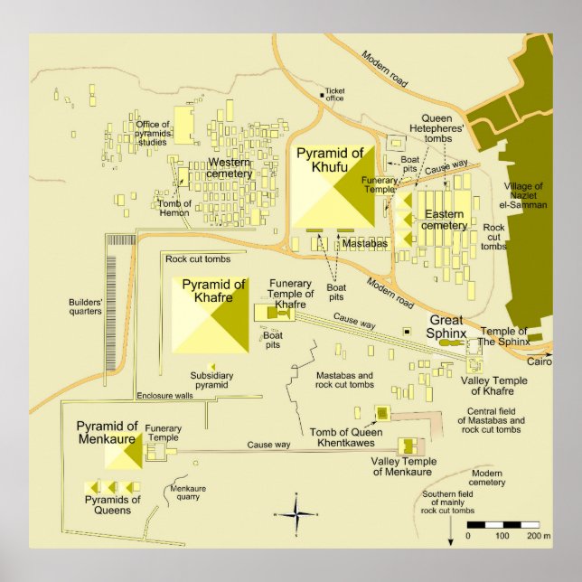 Póster Mapa del complejo piramidal de Giza (Frente)