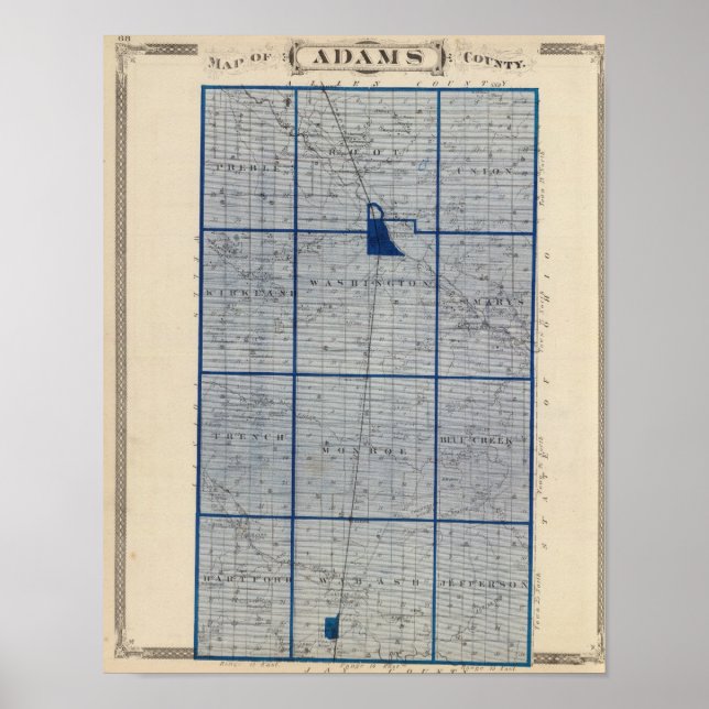 Póster Mapa del condado de Adams (Frente)