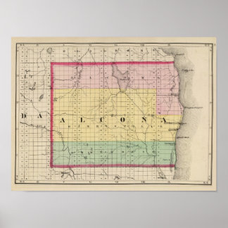 Póster Mapa del condado de Alcona, Michigan